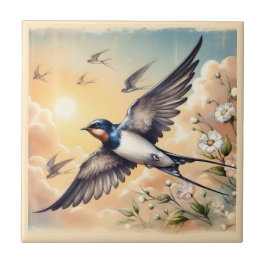 キャピストラーノバーンスワローズインゴールデンサンセット タイル