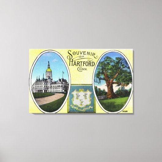 キャピトルビルとオークツリーのビュー キャンバスプリント (正面)