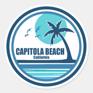 キャピトルビーチカリフォルニアパームツリーバード ラウンドシール