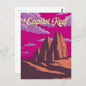 キャピトルリーフナショナルパークイラストレーショントラベルアート ポストカード (正面/裏面)