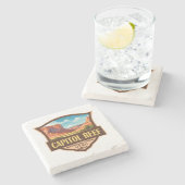 キャピトルリーフナショナルパークイラストレーションレトロアート ストーンコースター (横)