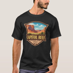 キャピトルリーフナショナルパークイラストレーションレトロアート Tシャツ