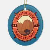 キャピトルリーフナショナルパークバイソンレトロコンパス セラミックオーナメント (左)