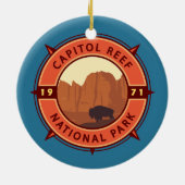 キャピトルリーフナショナルパークバイソンレトロコンパス セラミックオーナメント (裏面)