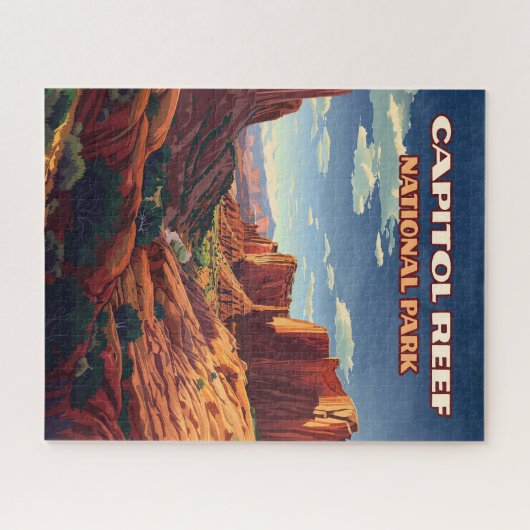 キャピトルリーフナショナルパークユタデザートヴィンテージ ジグソーパズル (横)