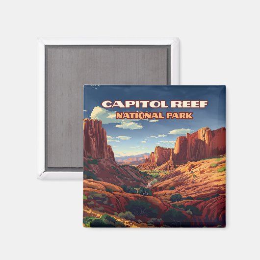 キャピトルリーフナショナルパークユタデザートヴィンテージ マグネット (正面/裏面)