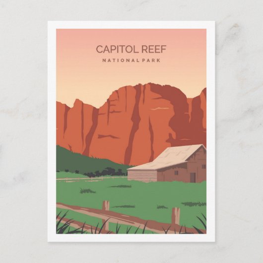 キャピトルリーフユタフェムトラベルプレイスイラストレーション ポストカード (正面)