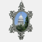 キャピトル建物from Bartholdi Park スノーフレークピューターオーナメント (左)