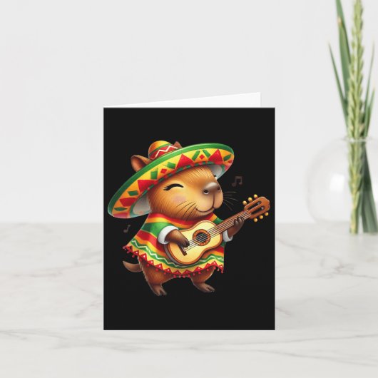 キャピバイラソンブレロGuitar Cinco De Mayo Mexican Kid カード (正面)