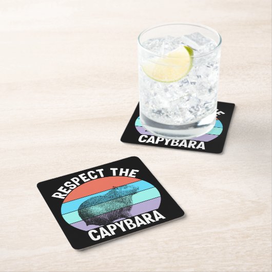 キャピバラおもしろいの恋人Tシャツを尊重 スクエアペーパーコースター (インサイチュ)