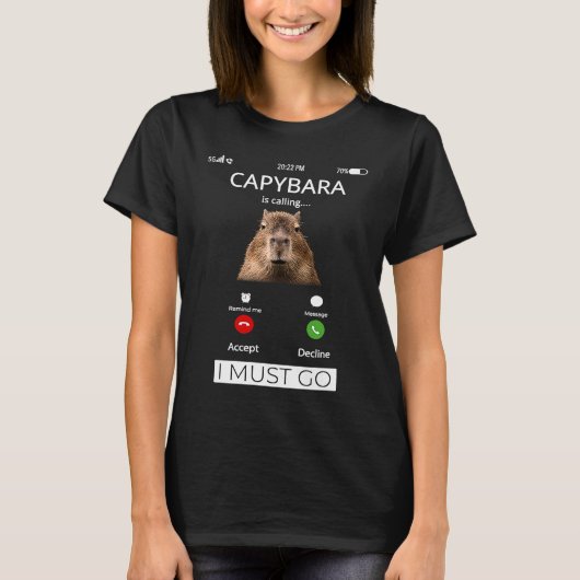 キャピバラがキャピバラを齧歯動物と呼おもしろいぶ Tシャツ (正面)
