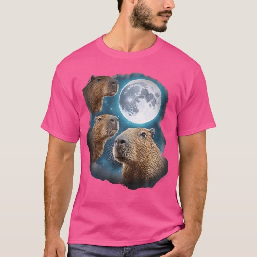キャピバラが月で遠吠え Tシャツ (正面)