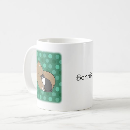 キャピバラとタキシードキャットフレンドシップ名前をカスタムする コーヒーマグカップ (正面左)