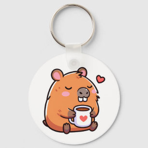キャピバラのコーヒー好き キーホルダー
