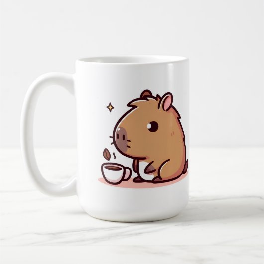 キャピバラのコーヒー好き コーヒーマグカップ (左)