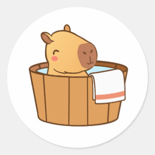 キャピバラのシール かわいい動物のステッカー子供へ ラウンドシール