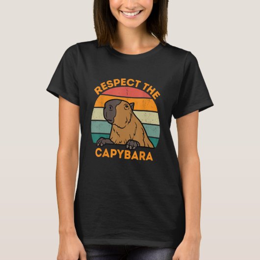 キャピバラの動物を尊敬おもしろいするカピバラ Tシャツ (正面)