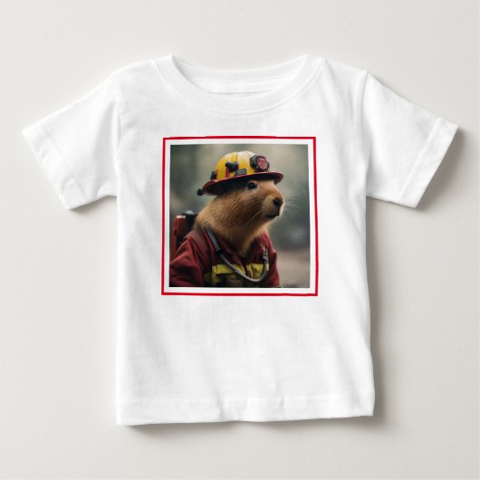 「キャピバラの救出:消防士Extraordinair ベビーTシャツ (正面)