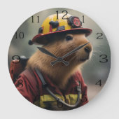 「キャピバラの救出:消防士Extraordinair ラージ壁時計 (正面)