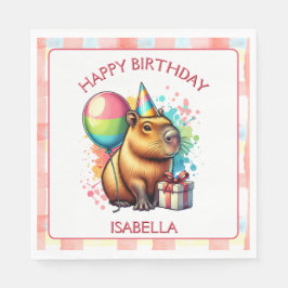キャピバラをテーマにした少女の誕生日パーティー スタンダードランチョンナプキン