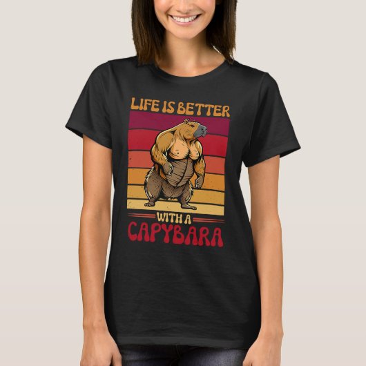 キャピバラを持つ齧歯動物のボディビルダー Tシャツ (正面)