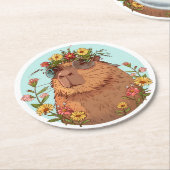 キャピバラインサングラス夏期 ラウンドペーパーコースター (アングル)