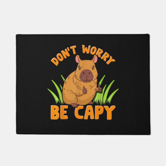 キャピバラギフトかわいいおもしろい動物園動物愛好家オーナーPr ドアマット (正面)