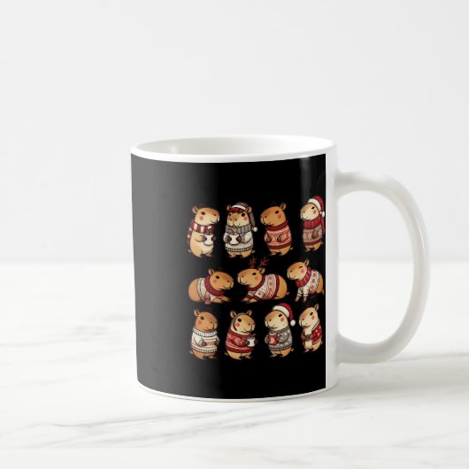 キャピバラクリスマスクリスマス コーヒーマグカップ (右)