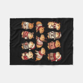 キャピバラクリスマスクリスマス フリースブランケット (正面(横))