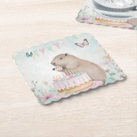 キャピバラケフェストキッズパーティー紙コースター ペーパーコースター (アングル)