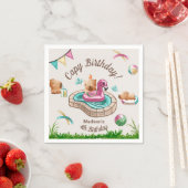 キャピバラサマープールバースデーパーティー スタンダードカクテルナプキン (インサイチュ)