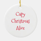 キャピバラパーソナライズされたクリスマスツリーの装飾 セラミックオーナメント (裏面)