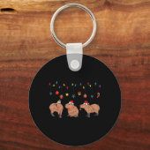 キャピバラメリークリスマスキャピバラズラバーカおもしろいップ キーホルダー (正面)