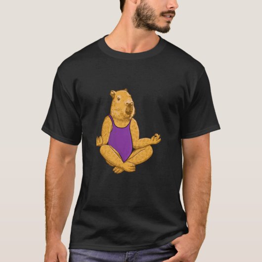 キャピバラヨガポーズ瞑想トレーニングエクササイズg tシャツ (正面)