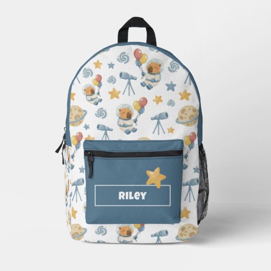 キャピバラ宇宙飛行士パターン印刷バックパック プリントバックパック (正面)