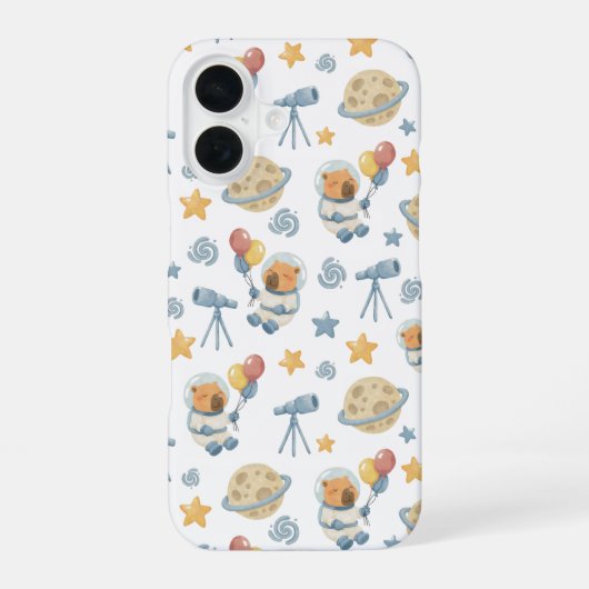 キャピバラ宇宙飛行士パターン – iPhone 16ケース (裏面)