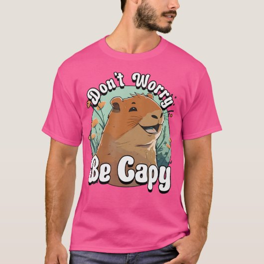 キャピバラ心配しないでケイピースニコニコCapihara Funn Tシャツ (正面)