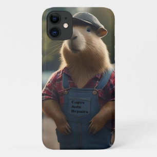 「キャピバラ整備士:グリース、ギア、そして良い雰囲気」 iPhone 11 ケース
