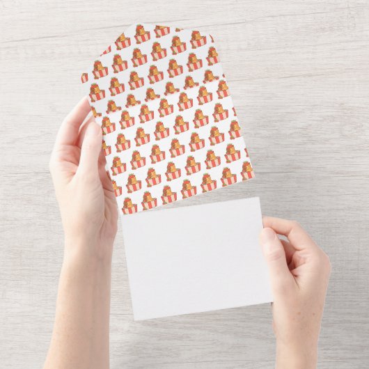 キャピバラ誕生日パーティーの招待状 | かわいい動物 オールインワン招待状 (貼ってはがせる)