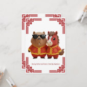 キャピバラ & 馬の旧正月カード カード (正面/裏面インサイチュ)