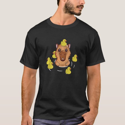 キャピバラCapihara Ca付きイエローゴムダックバス Tシャツ (正面)