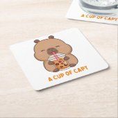 「キャピー一杯」紙コースター スクエアペーパーコースター (アングル)
