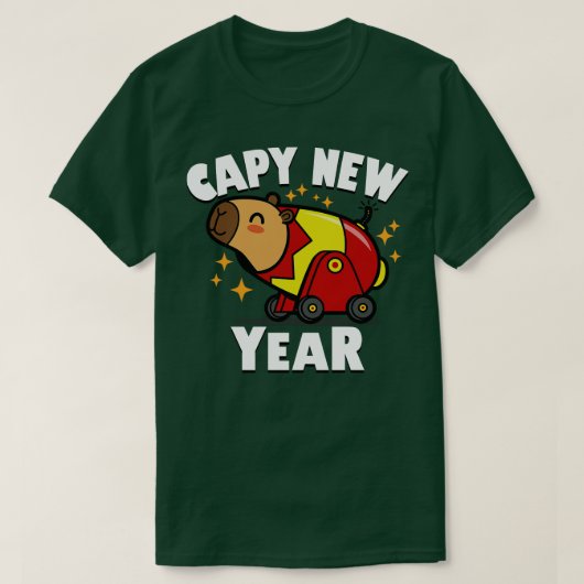 キャピー新年かわいいかわいいキャピバラ新年2024 t tシャツ (デザイン正面)