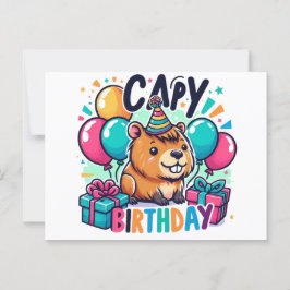 キャピー誕生日 – キュートカピバラパーティーデザイン ポストカード