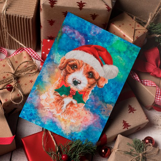 キャブードル犬のクリスマス シーズンポストカード