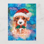 キャブードル犬のクリスマス シーズンポストカード (正面)