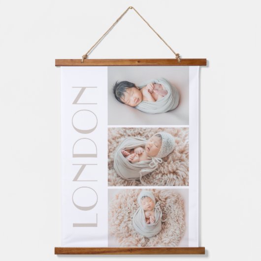 キャプション付きフォトストリップ編集可能カラーウォールタペストリー 吊り下げ型タペストリー (正面)