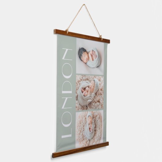 キャプション付きフォトストリップ編集可能カラーウォールタペストリー 吊り下げ型タペストリー (傾斜あり)