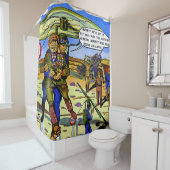 キャプチャされた兵士の一般的なヴィンテージ漫画 シャワーカーテン (インサイチュ)