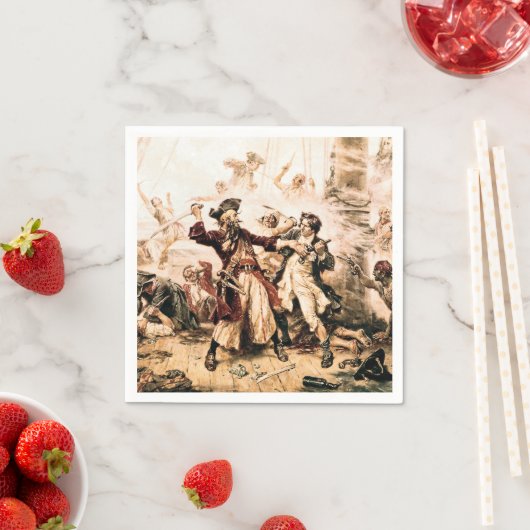 キャプチャー、海賊黒ひげ、アン女王の復讐 スタンダードカクテルナプキン (インサイチュ)